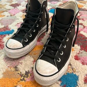 Converse Black Leather High-Top Sneakers